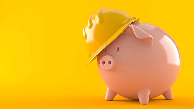 Piggy bank with hardhat