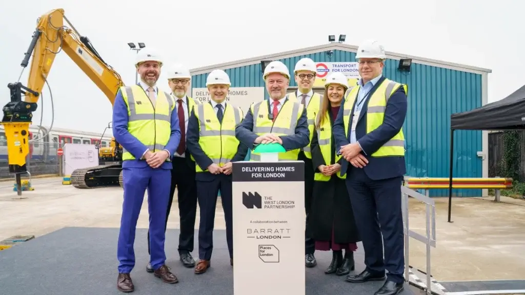 Work has begun at the 900-home Bollo Lane scheme in Ealing, with the housing secretary and deputy London mayor present to mark the milestone.